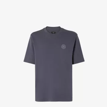 Fendi Blue Slim-Fit Cotton Tee with FF Postcards Logo
