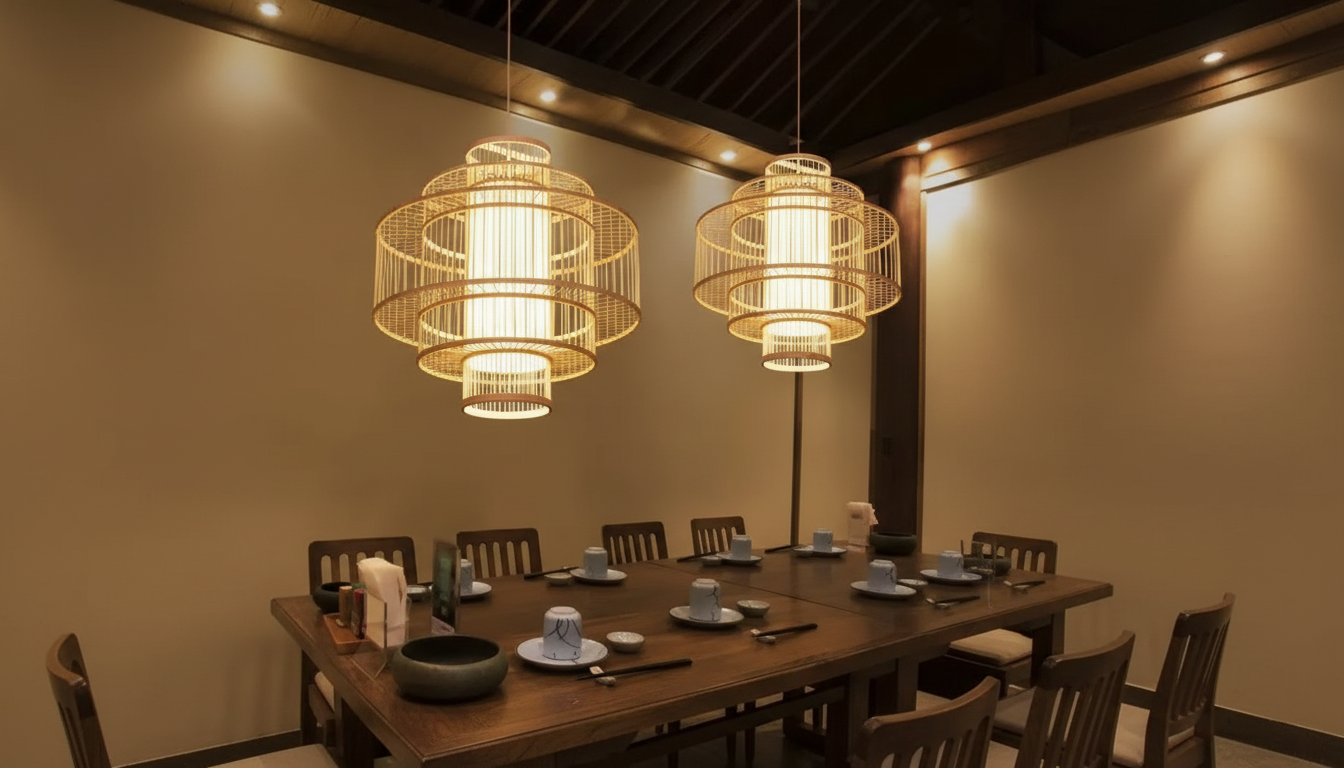 Bamboo & Rattan Pendant Chandelier: Airy Resort Glow