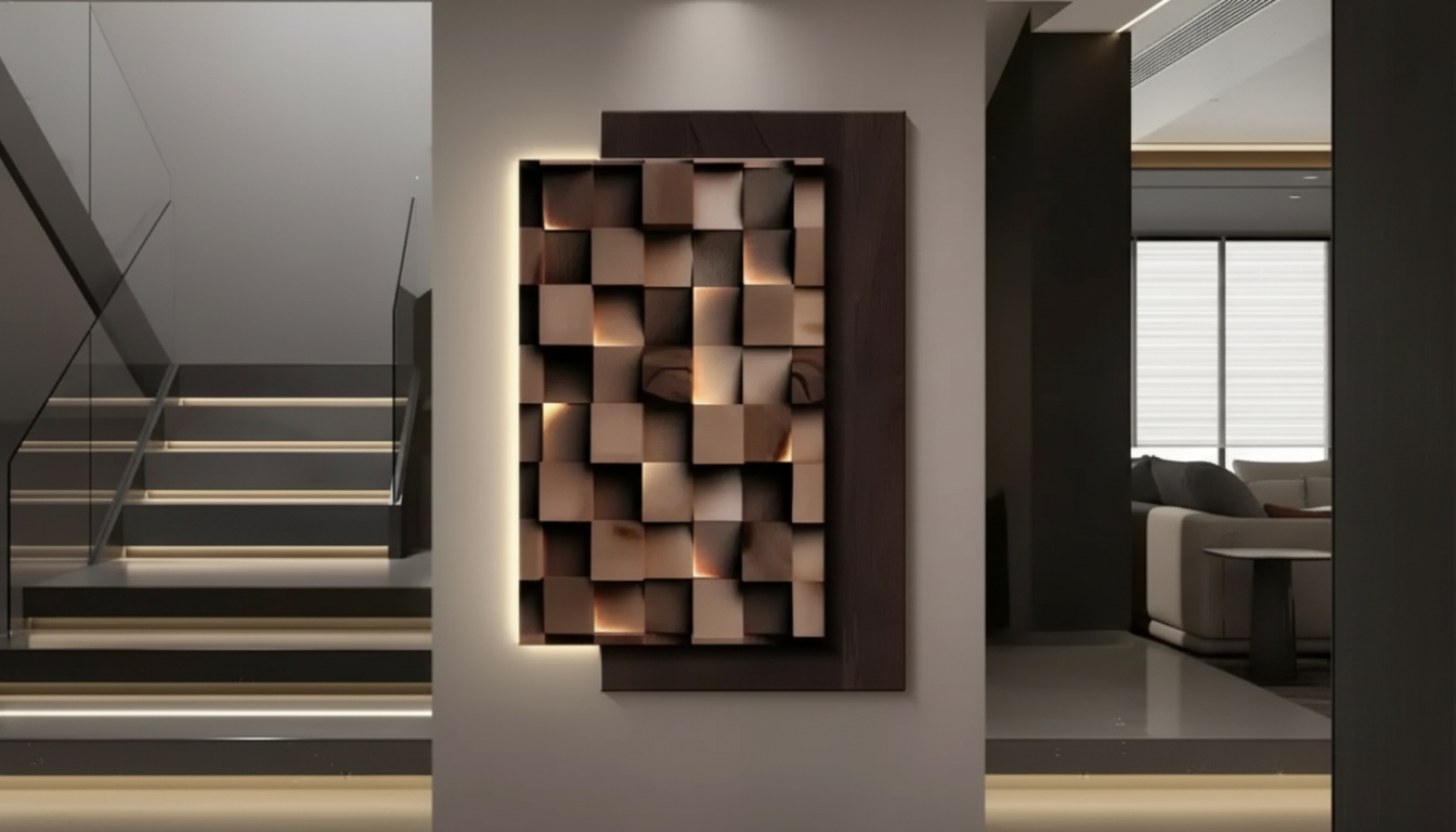Modern Wood-Inspired Wall Lamp: Warm, Elegant Ambience